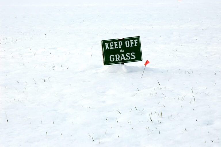Winter Lawn Maintenance - One step is to keep people, animals, and objects off your lawn while it is dormant to avoid soil compaction